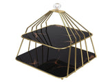 Cupcake Stand Elegant 2 Tier Iron Dessert Stand with Ceramic Serving Trays for Fruits Cakes Snacks V1294-YM0901-3118250199612