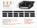 Wall Mounted Storage Bins, 12 Plastic Bins & 3 Metal Rails, Nuts, Bolts, Nails, Craft Room, Garage, V767-VVR-BGSWLXGDBGSWXS1FU001V0
