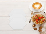 HOOWIFFY 10Set White Ceramic Hexagonal Coasters with Nonslip Heat Resistant Surface for Sublimation V1189-WXFWAL-20260326-02404