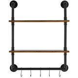 Industrial Pipe Shelf 2 Tier 24x7.87in Wall-Mount for Kitchen Bedroom V952-JSGZWJYGHMBH4NV3QV0