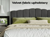 Artiss Bed Frame Double Size Velvet Grey FION BFRAME-H-FION-D-GY-ABC