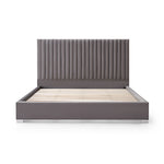 Hillsdale Bed Frame Polyester Fabric Padded Upholstery High Quality Slats Polished Stainless Steel V43-BED-HILL-QGR