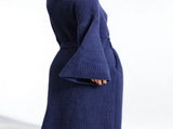 Blue Women's Ultra-Soft Plush V-Neck Cardigan Robe - Extra Thick Half-Velvet Warm Housecoat & V888-ELOSUNG49241