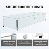 VEVOR Glass Wind Guard for Rectangular Fire Pit Table 924 x 417 x 191 mm, 8mm Thick and Sturdy V952-HKFFZGHBLZFX8O552V0