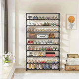 10-Tier Metal Shoe Rack Black Large 50-Pair Shoe Storage Organiser Shelf V63-840551