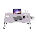 Ekkio Portable Laptop Bed Desk Foldable Legs with USB Charge Port Home Office Light Pink V227-2997162002002