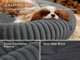 Calming Donut Pet Bed - Faux Rabbit Fur Soft Warm Round Cat Dog Bed - Plush Cozy Cuddler for Small V1258-DROP002-PETBED-01-GRY-XL