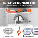 Roll Top Chafing Dish Buffet Set, 5.5L 2 Pack, Stainless Steel Chafer with 2 Full Size Pans, Round V952-QXKCLJTQX26QT6HT8V0
