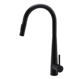 Round Matt Black Pull Out Kitchen Sink Tap Laundry Basin Mixer 2 Way Spout Set V1233-KRD5152B