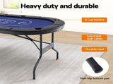 8 Player 1.8m Folding Poker Table and 300pcs Chips Set Portable Card Game Blue Layout Blue SOCCER-8POK-PCS-300