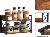 CARLA HOME 2-Tier Countertop Shelf Organizer Rustic Wood Kitchen Spice Rack for Storage, Condiments V178-36177