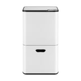 Cefito 63L Rubbish Bin 3 Compartment Carbon Steel Split Door Trash Can White RB-63L-3C-WH