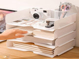 Stackable Paper Lter Tray Multi-Tier Plastic Desktop File Organizer Rack Open Document Book Storage V1369-AZ3-W-11133