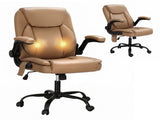 Artiss 2 Point Massage Office Chair Leather Mid Back Brown MOC-C-FZ40-2P-EP