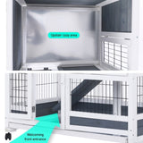 Rabbit Hutch Chicken Coop with Wheels 96.5 x 56 x 90.5cm 2 Storey Pet Cage Run HOPKINS V274-PET-RHPOLY29922-GY
