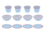 12Pcs/Set Household Dinnerware Light Blue Grid Cup Bowl Plate for Home Kitchen Restaurant V1294-YM0901-3118210179111