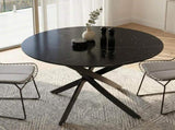 Round Marble-Effect Table-Black V264-DNT-410C-BLK-11M