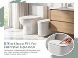 White Plastic Trash Can, Slim, Space-Saving, Lidded, Silent Operation, for Home V1369-AZ3-W-22811