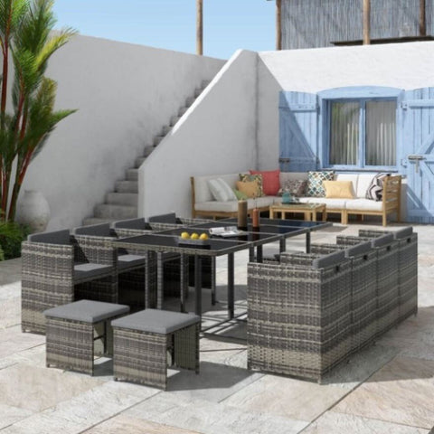 Bali 13PC Outdoor Dining Set-Grey V264-OTF-502S-LGR