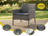Gardeon 4-Piece Outdoor Sofa Set Rattan Furniture with Two Pillows Grey ODF-C-PATIO-17007-DR