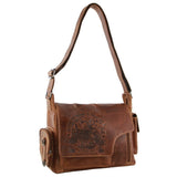 Billy The Kid Men's Genuine Leather Messenger Bag in Cognac V563-BTK-9-COGN