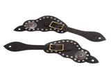 1Pair Spur Strap Leather Rhinestone Western Vintage Style Horse Riding Protective Equipment for V1294-YM3111220274811-0421