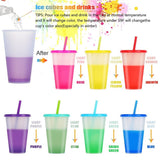 7 Packs Reusable Plastic Tumbler Bulk, 16oz Color Changing Tumblers with Lids and Straws, Cold Drink V1192-AZ-W-17609