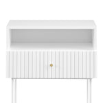 Sarantino Cecil Slender Fluted Bedside Table - White TBL-18F-4YQ-WH