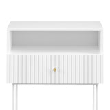 Sarantino Cecil Slender Fluted Bedside Table - White TBL-18F-4YQ-WH