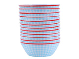 12PCS 6in Salad Bowls Food Serving Bowls Imitation Porcelain Dinnerwar TablewareLight Blue Grid V1294-YM0901-3118210047012
