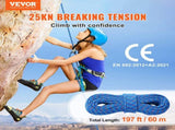 10.2mm Dynamic Climbing Rope, 60M Outdoor Rock Climbing Rope 25KN Breaking Tension, V952-DSDLS197YC10KNO0JV0