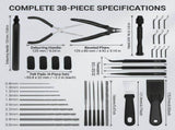38 Pcs 3D Printer Tool Kit with Deburring Tool, Hand Drill, Pliers, Spatula, Needle Files & Tweezers V1192-AZ-W-21700