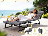 Gardeon 3-in-1 Sun Lounger Folding Camping Chair Adjustable Recliner Patio Furniture for Office Nap, FF-LOUNGE-CHAIR-BK