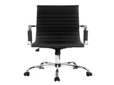 Artiss Office Chair Conference Chairs PU Leather Mid Back Black OCHAIR-H-8147-BK