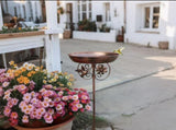 Antique Bronze Color Metal Bird Bath Stake Garden Feeder 79cm Copper Finish with Hummingbird Decor V888-ELOSUNG41243