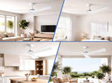 Devanti 52" Ceiling Fan Modern Minimalism 3 Blades 6 Speeds DC Motor Remote CF-C-52NL-3B-BM-WH