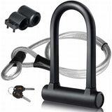 Bicycle U-Lock Steel Cable Lock With Bracket 2 In 1 Flexible U-Lock Steel Cable V1188-MS-227-2244