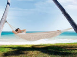 2-Person Bohemian Hammock with Fringes, 500 lbs Capacity, Cotton, Portable for Garden Patio Camping, V1188-MS-325-0987