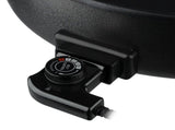 Electric Pizza Pan with Non-Stick Surface and Glass Lid, Adjustable Temperature Control for Home V1341-ZY-7KNVTHTG-BLACK