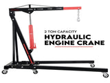 2 Ton Hydraulic Engine Crane Folding Hoist Stand Mobile Lifter Workshop Lift V379-2TFLDCRANE