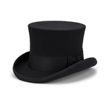 5.5" Premium Australian Wool Felt Top Hat w/ Satin Lining Mad Hatter Magician Tuxedo in Black V563-BR-21180-60-BLK