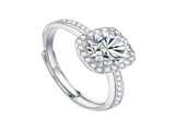 Elegant Square Moissanite Ring 1 Carat Halo Design in S925 Sterling Silver Adjustable Band for V1107-CS-MSSZJ
