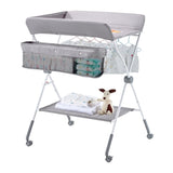 VEVOR Foldable Baby Changing Diaper Station with Side Basket & Wheels Light Gray V952-ZDNBTQHSXXSDBQAAV001V0