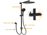 WELS Matte Black 12" 2in1 Round Shower Head Set Handheld Diverter Rail Wall Arm Twin Taps V1233-HR003M4CBSC842BKSR112BCPF0282ABK