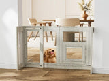 32" Tall Dog Door Gate Freestanding Adjustable Pet Barrier Gate Doorways Stairs V767-XPETDL78