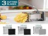 French Fry Cutter, Professional Stainless Steel Potato Cutter with 1/2", 1/4", 3/8" & Wedge Blades V1258-DP02-C-420