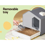 i.Pet Cat Litter Box Large Tray Kitty Toilet Enclosed Cat Litter Box Hooded Scoop Mat Grey PET-CLB-ROOF-GR