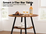 Artiss Industrial Bar Table with 2-Tier Organizer Weather-Resistant MDF Top Steel Frame FUR-U-BTAB-4788-WAL