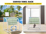 Outdoor Towel Rack Pool Towel Rack 7 Bar Curved White Freestanding Patio V952-MJJBSSXGBDDW79AY5V0