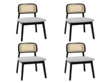 Levede Dining Chair Wood Rattan Armless Black x4 CH1144-2-BKX2
